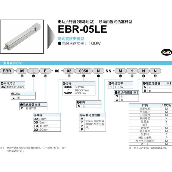 CKD喜開理電動執行器（無馬達型）滑塊型EBR-05LE-00-050200NNN-F1CB